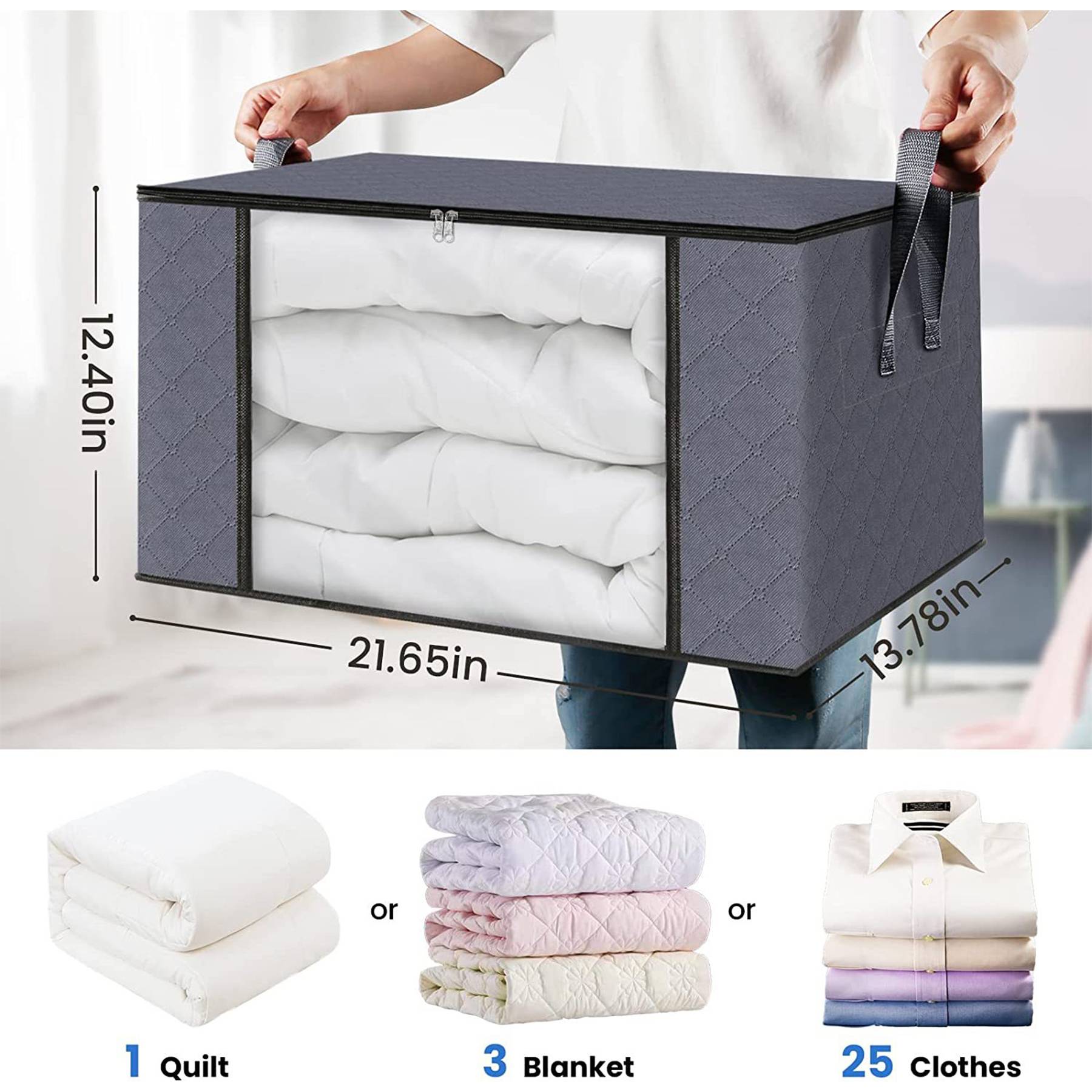 6 Pack Clothes/Blanket Foldable Storage Bags Box 4
