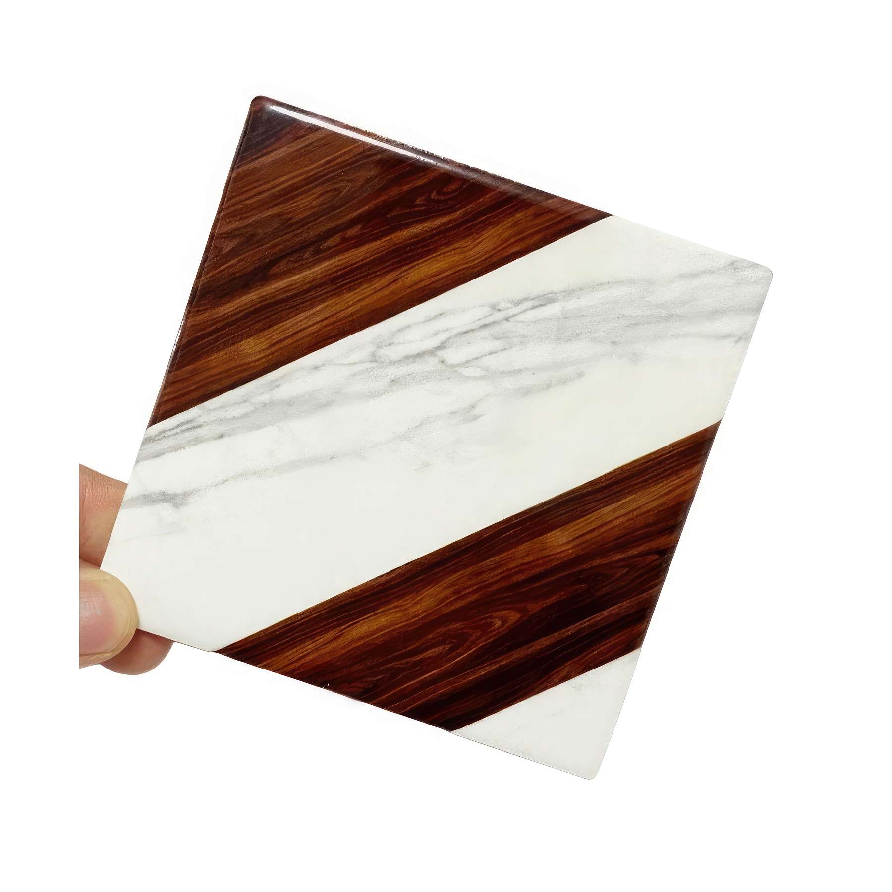 Custom 4 inch Ceramic Imitation wood marbled coasters 2