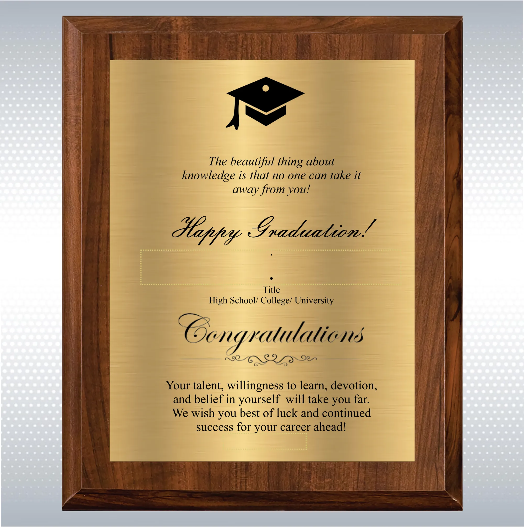 Cherry Finish Graduation Gift Plaque Award 15