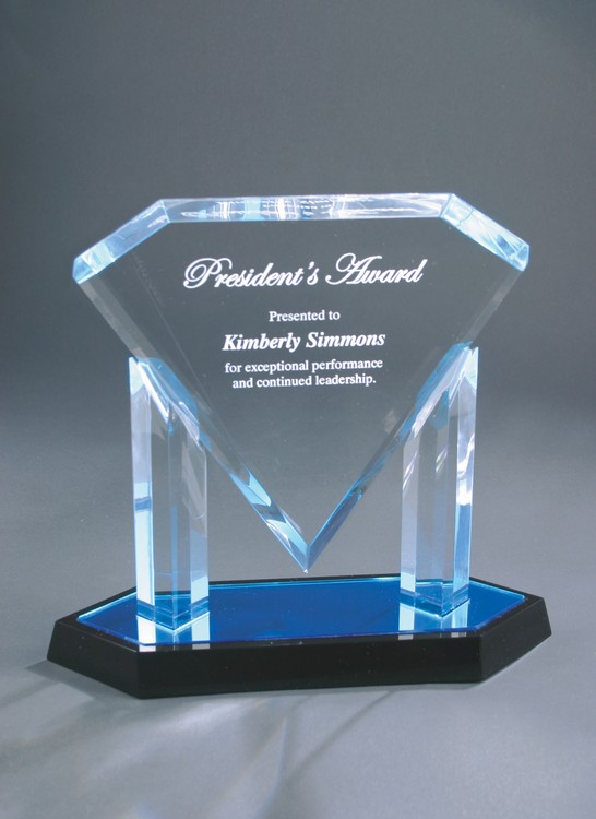 9-1/2" Blue Acrylic Floating Diamond Award 1