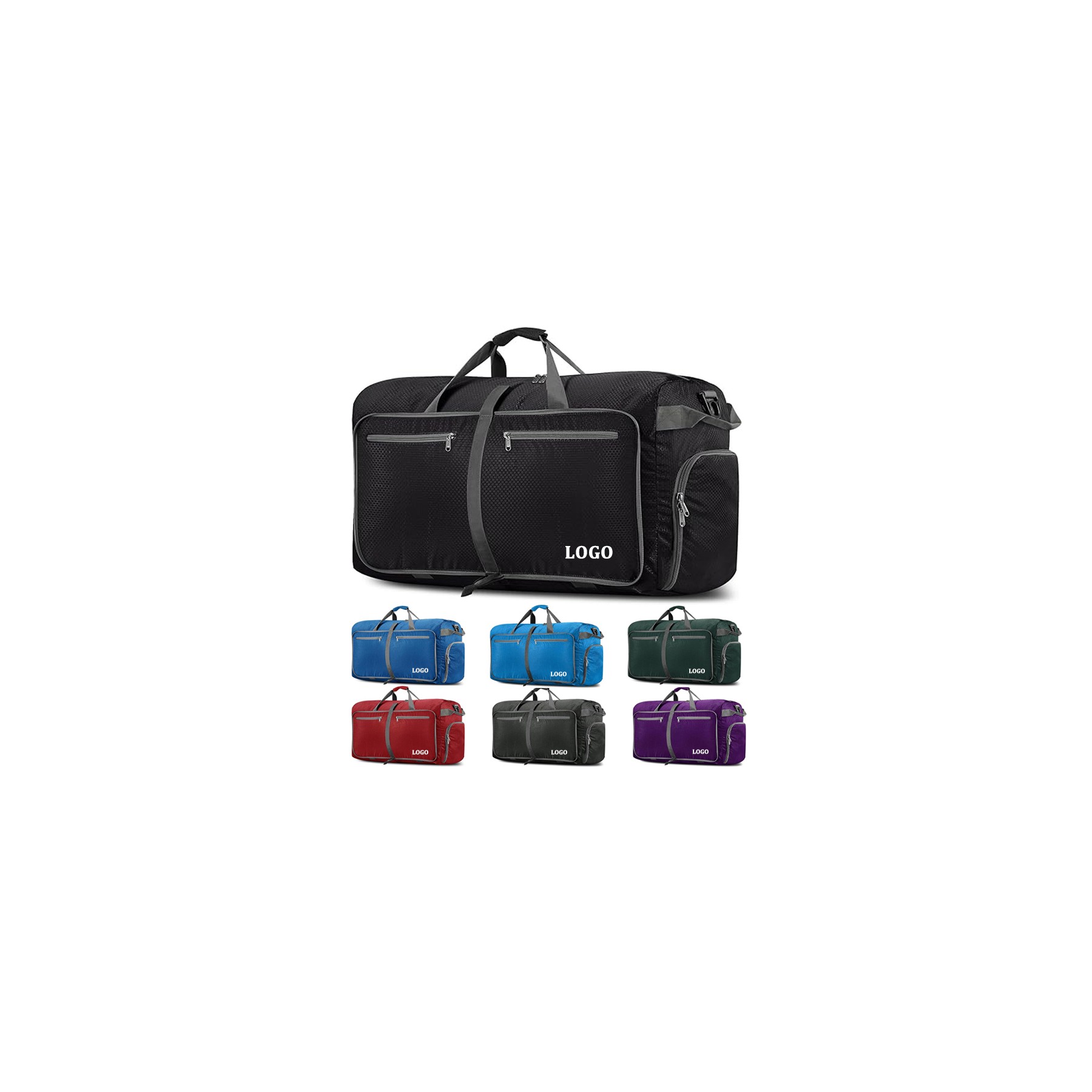 70L Large Foldable Travel Duffle Bag with Shoes Compartment