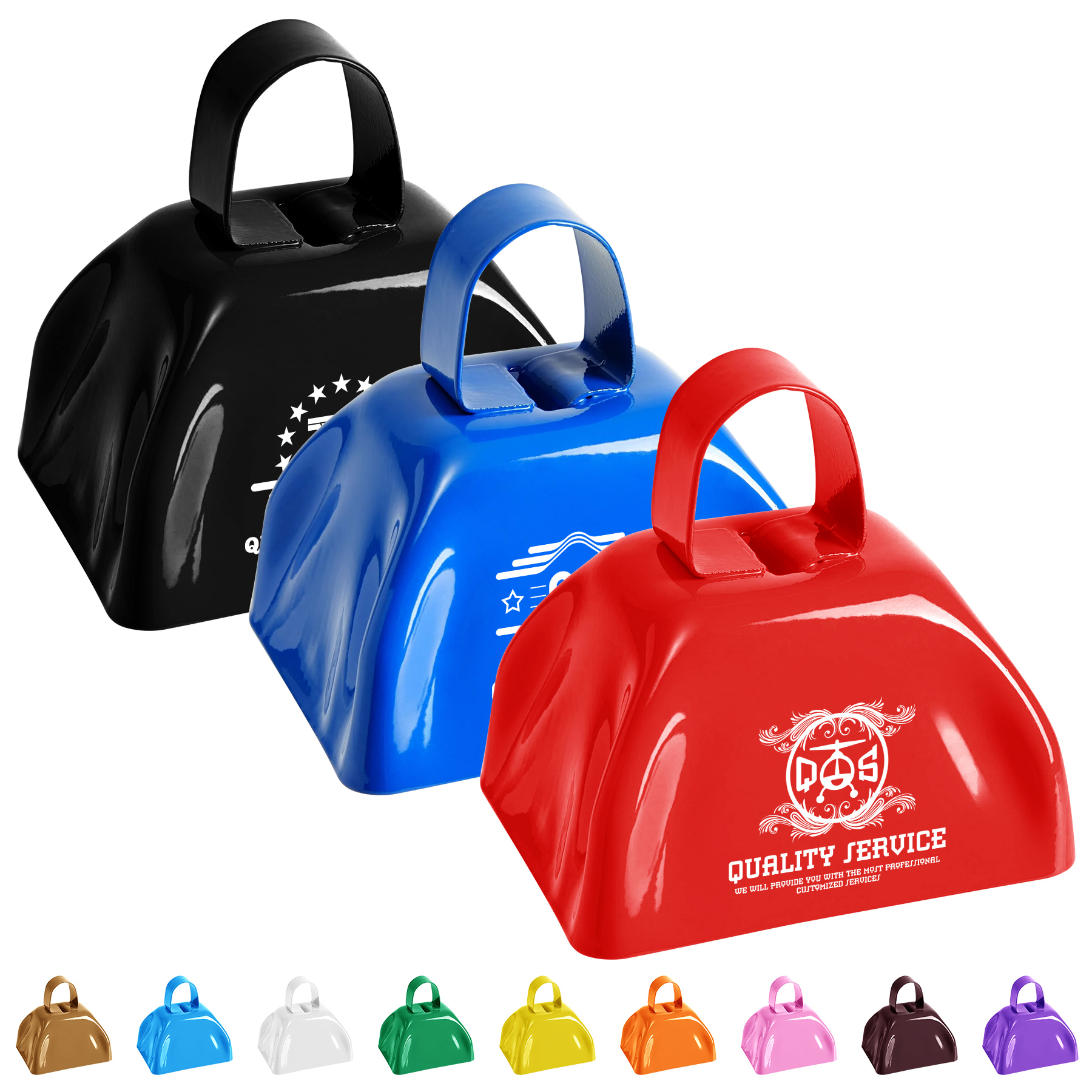Customizable 3'' Square Creativity Festival Cow Bells 6