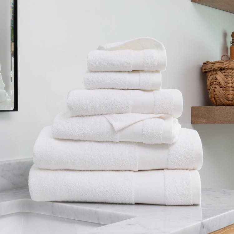 Bath Towel Sets - White 6 Piece 100% Cotton Ultra Soft 2