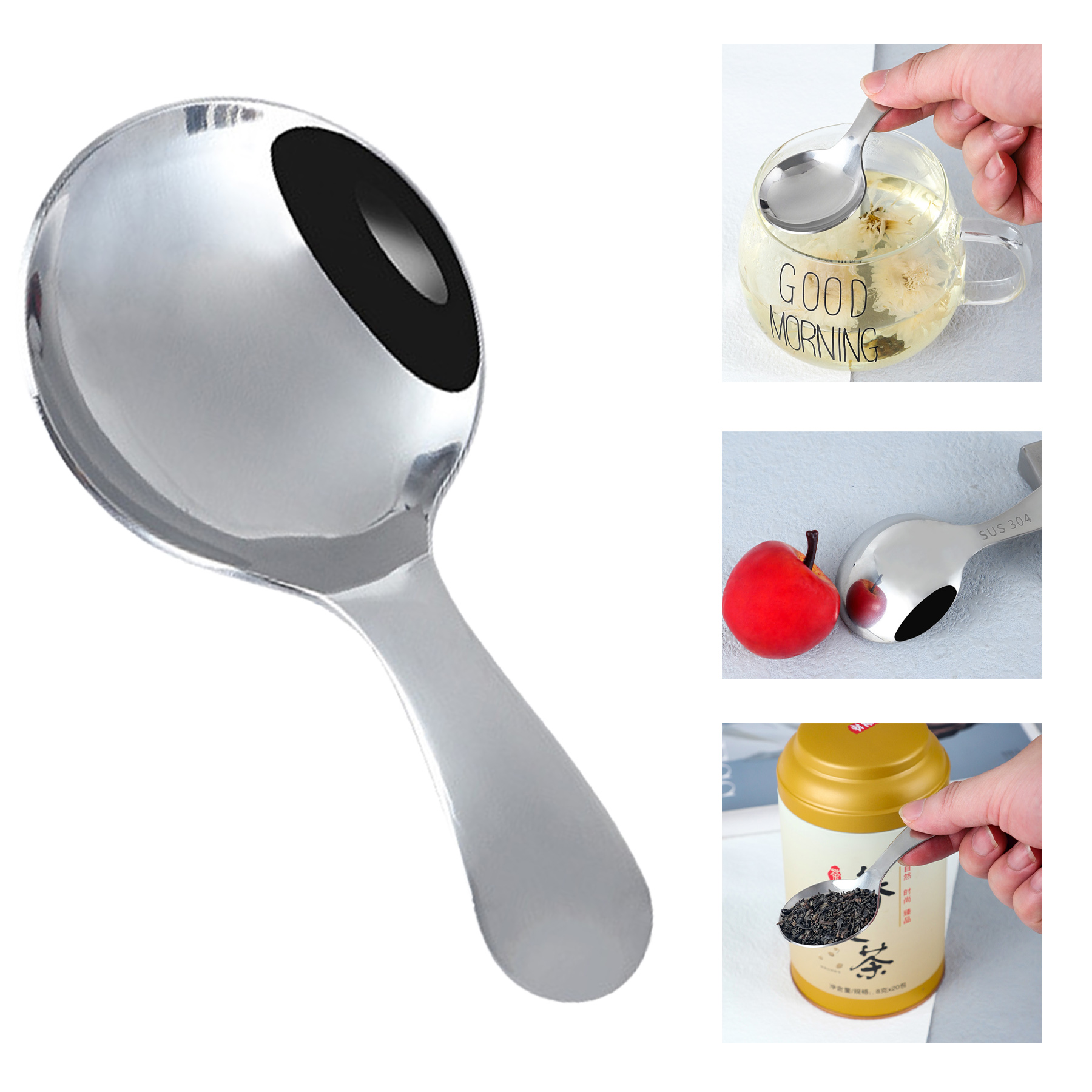 Stainless Steel Short Handle Round Spoon 3