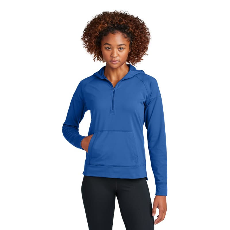 Sport-Tek Women's Sport-Wick Stretch 1/2-Zip Hoodie, custom hoodie or sweatshirt with logo imprint 6