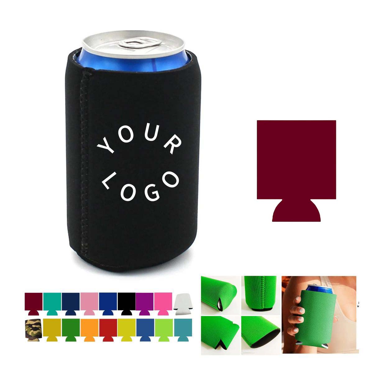 Collapsible Neoprene Drink Cooler Sleeve, custom koozie with logo imprint 6
