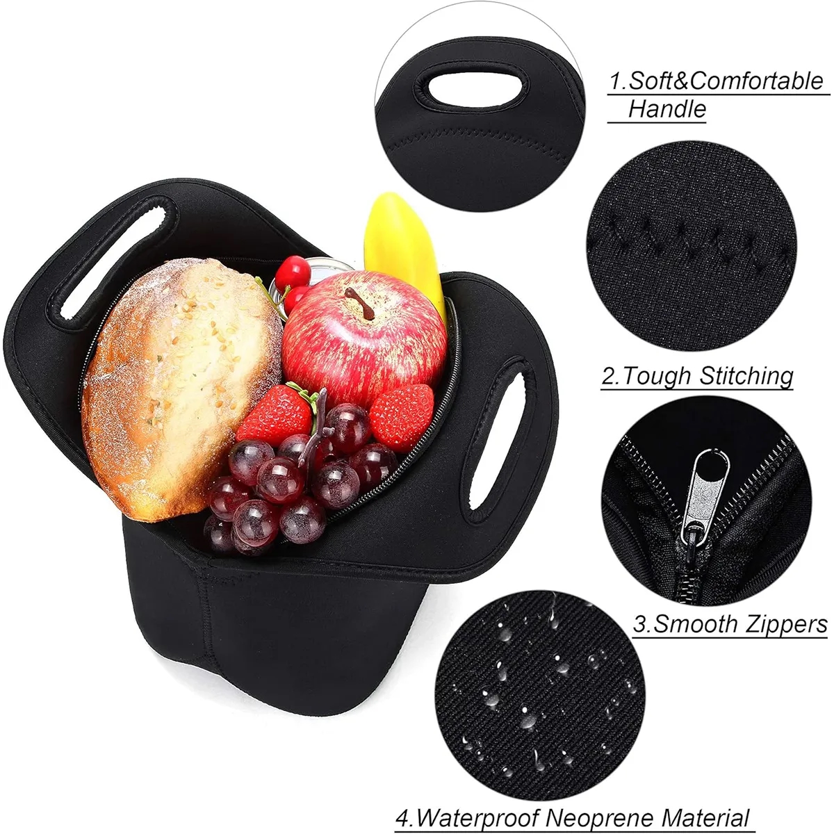 Lightweight Insulated Reusable Soft Neoprene Lunch Tote Bag 1