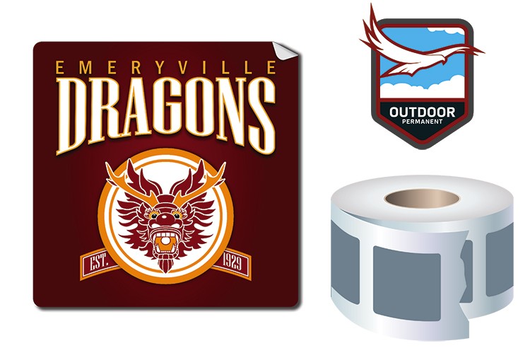 Roll Stickers / Decal - Outdoor Permanent - 4x4 Square Shape 2