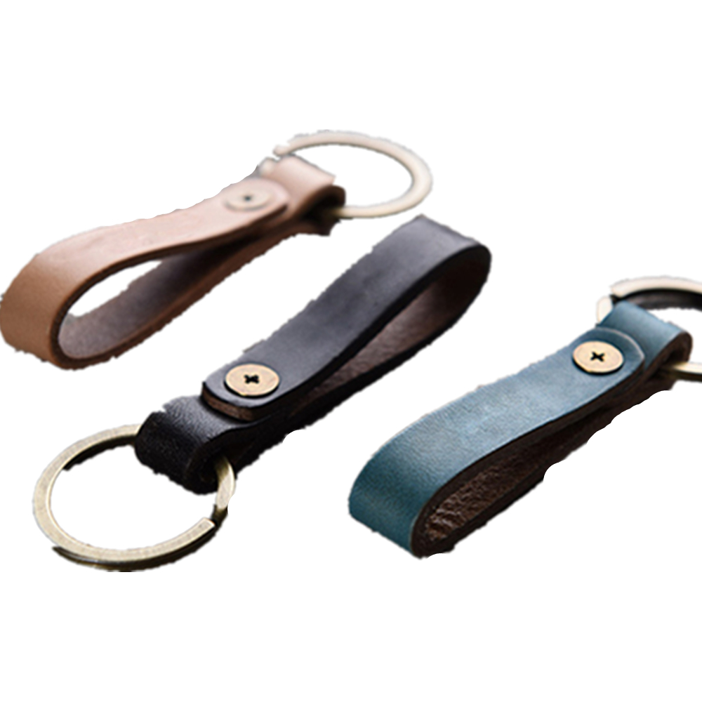 Square Leather Key Ring Key Chain 6