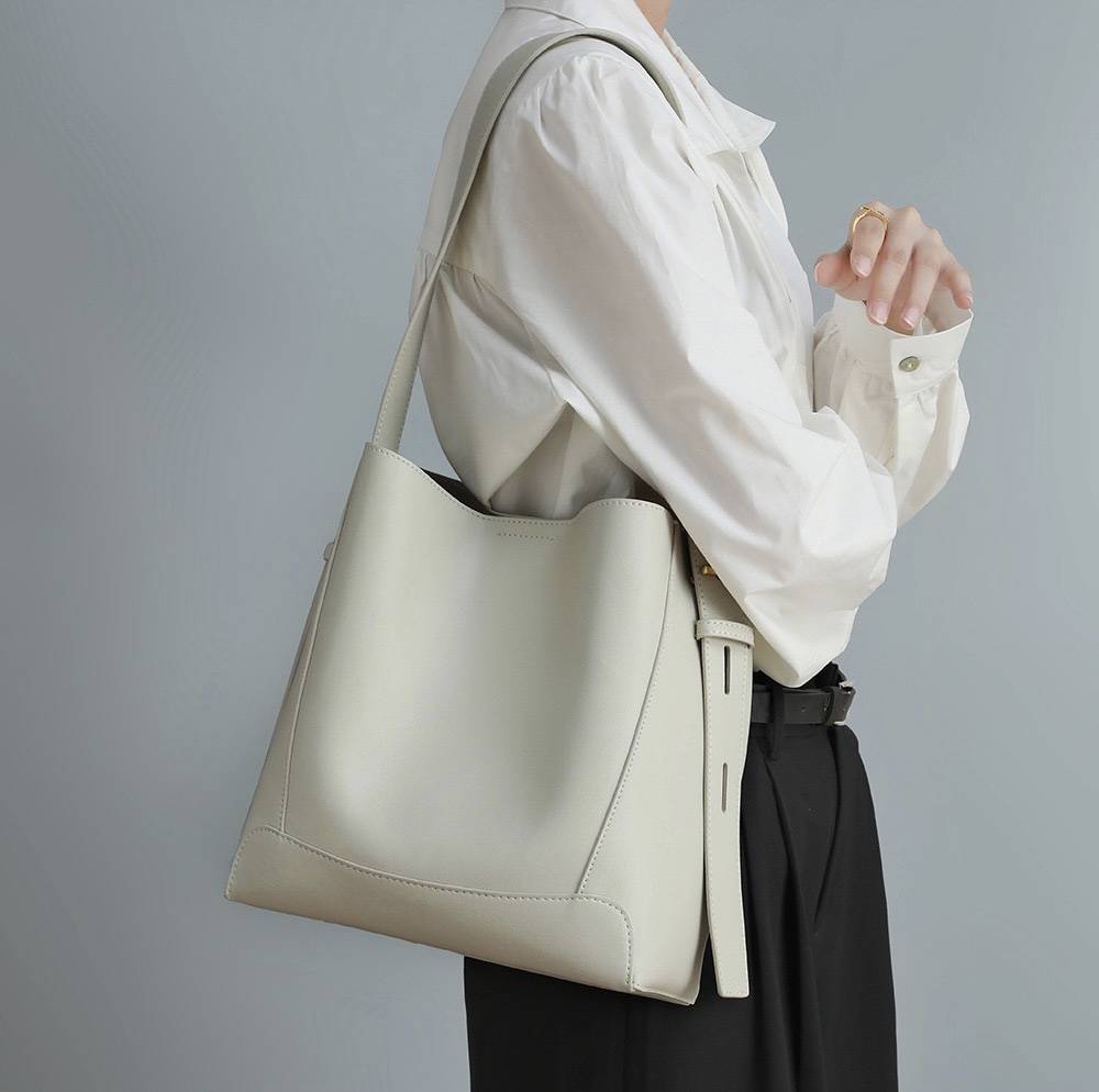 Genuine Leather Tote Bucket Bag 11