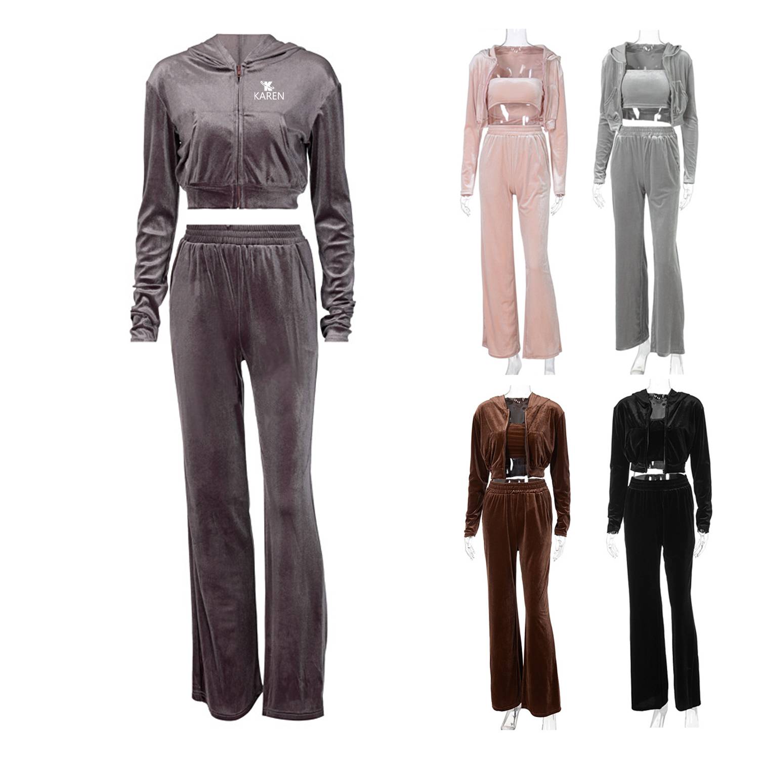 Women's Long Sleeve Hooded suit set 2