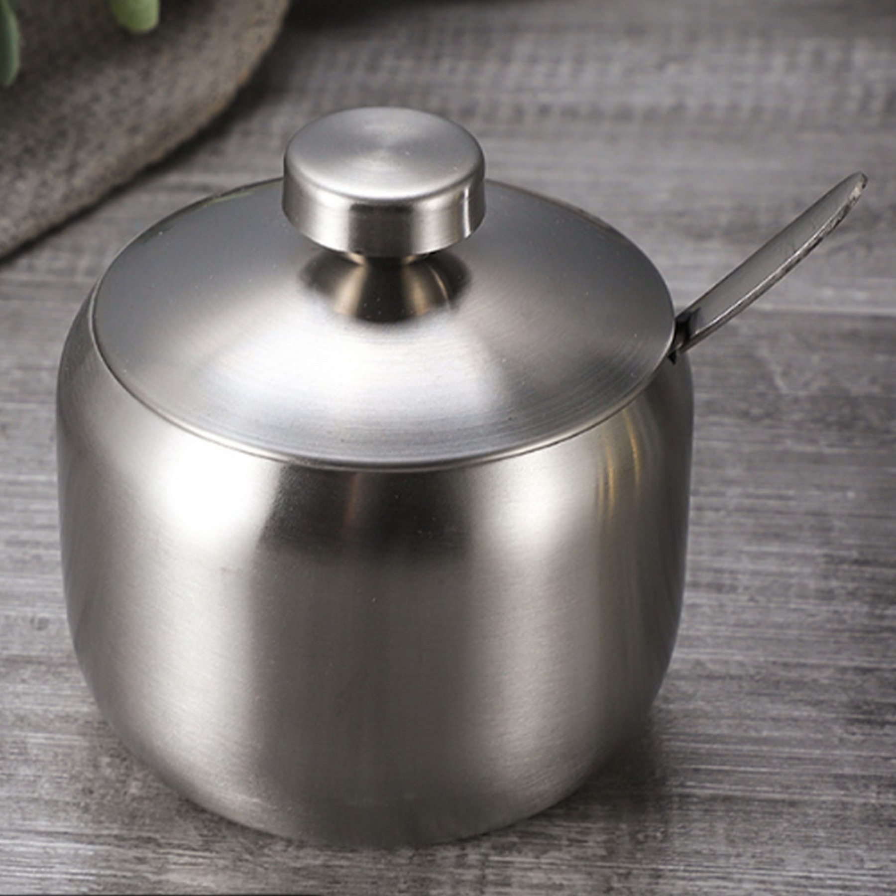 Stainless Steel Sugar Bowl / Jar Condiment Pot 3