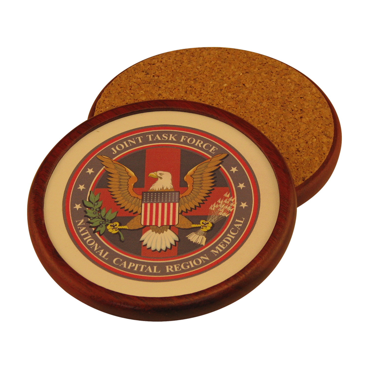 Round Wood Coaster with Leather Inlay 33