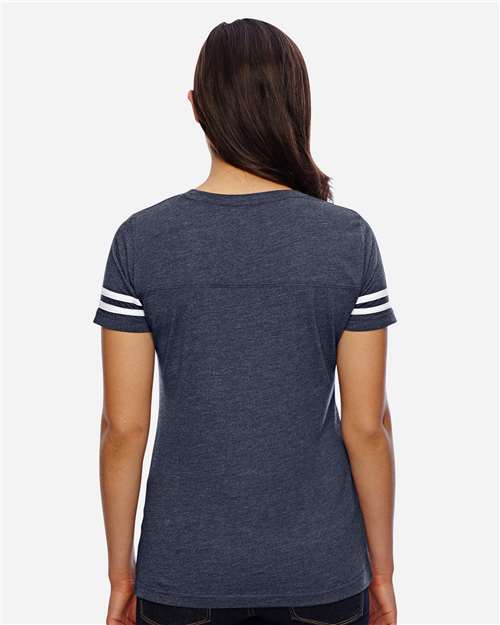 Women's Football V-Neck Fine Jersey Tee - 3537 15