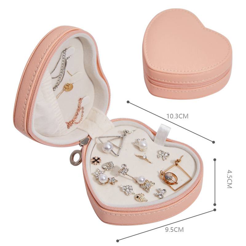 Heart-shaped Mini Travel Jewelry Case 3