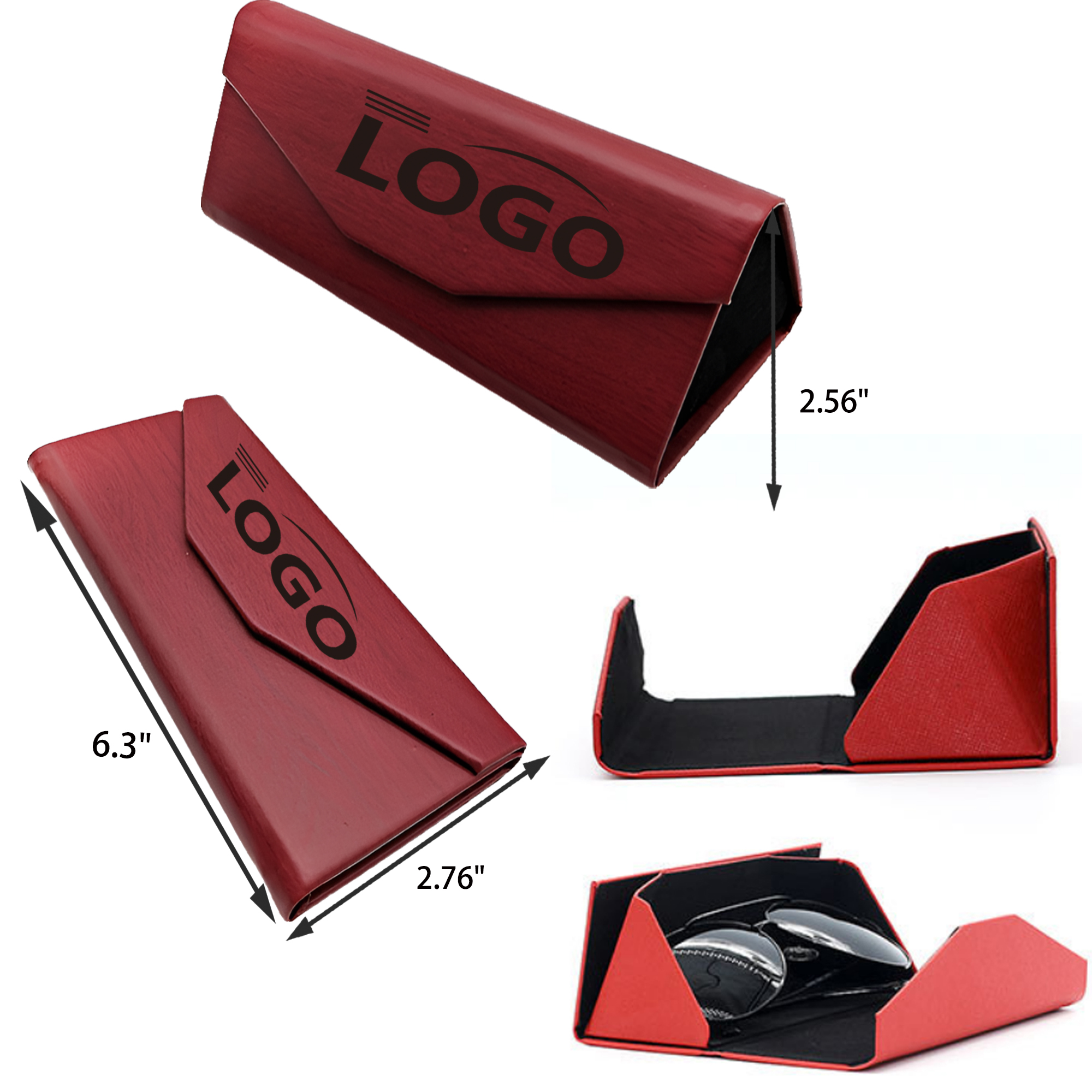 MOQ 50 PCS Soft Foldable Leather Eyeglasses Case 6