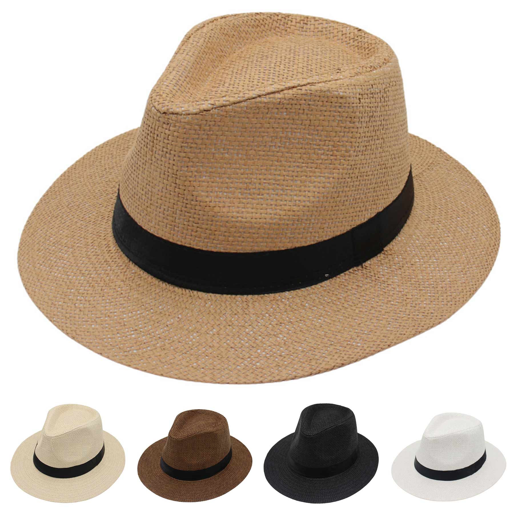 Straw Panama Hat Fedora Summer Beach Sun Hat 2