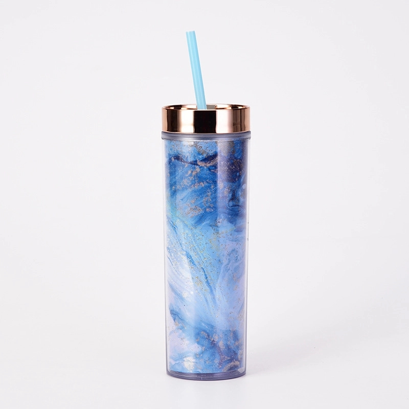 Custom 16 oz Transparent AS Plastic Tie dye Straw Tumbler 6