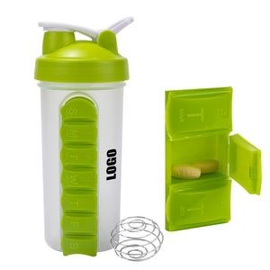 600ml Plastic Round Water Bottle With Detachable Pill Box 1