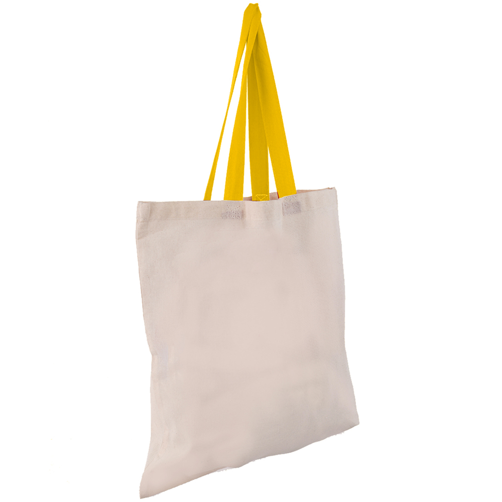 Eco-Friendly 100% Cotton Canvas Tote Bag w/ Color Handles USA Decorated (15" x 16")