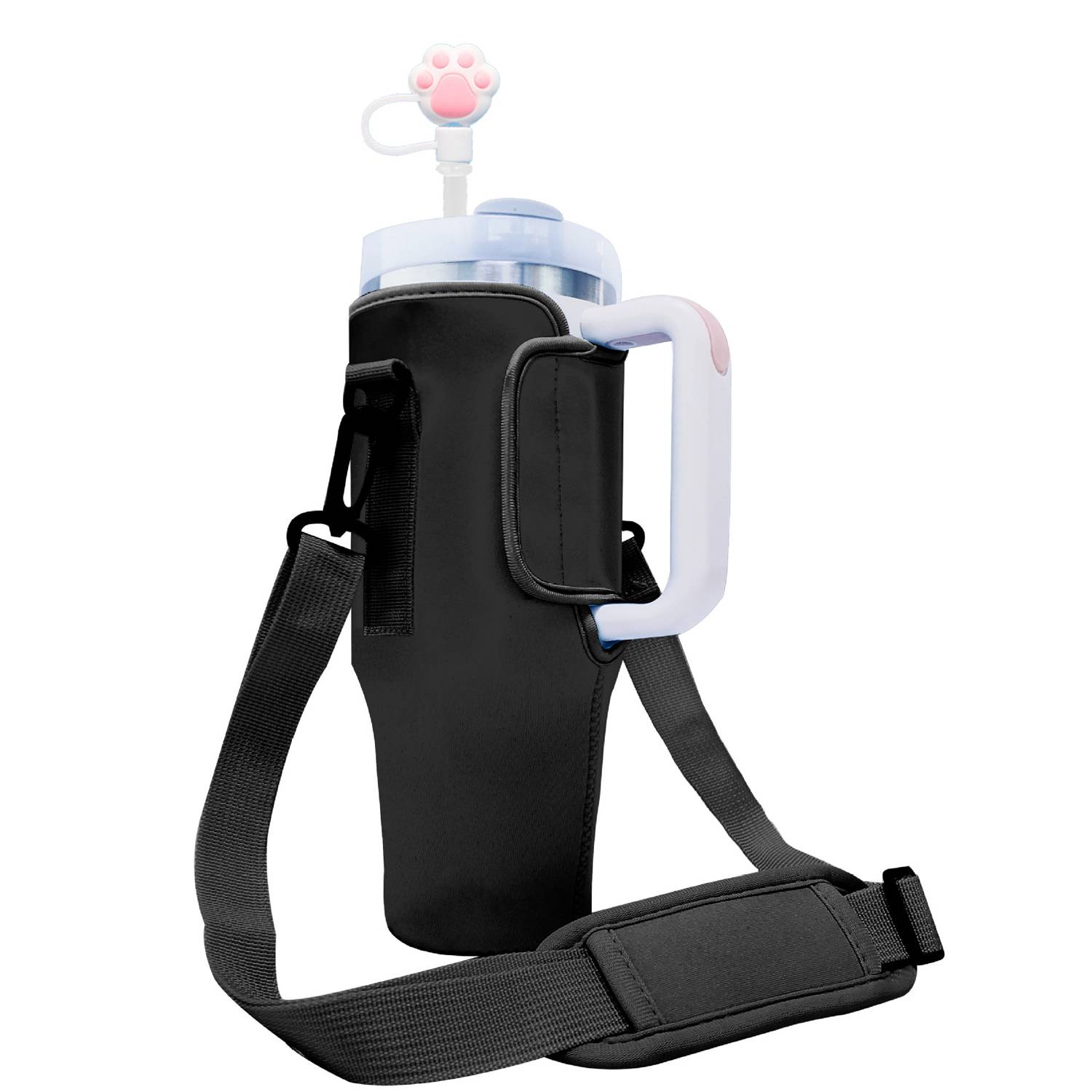 Neoprene water cup cover with adjustable shoulder strap 3