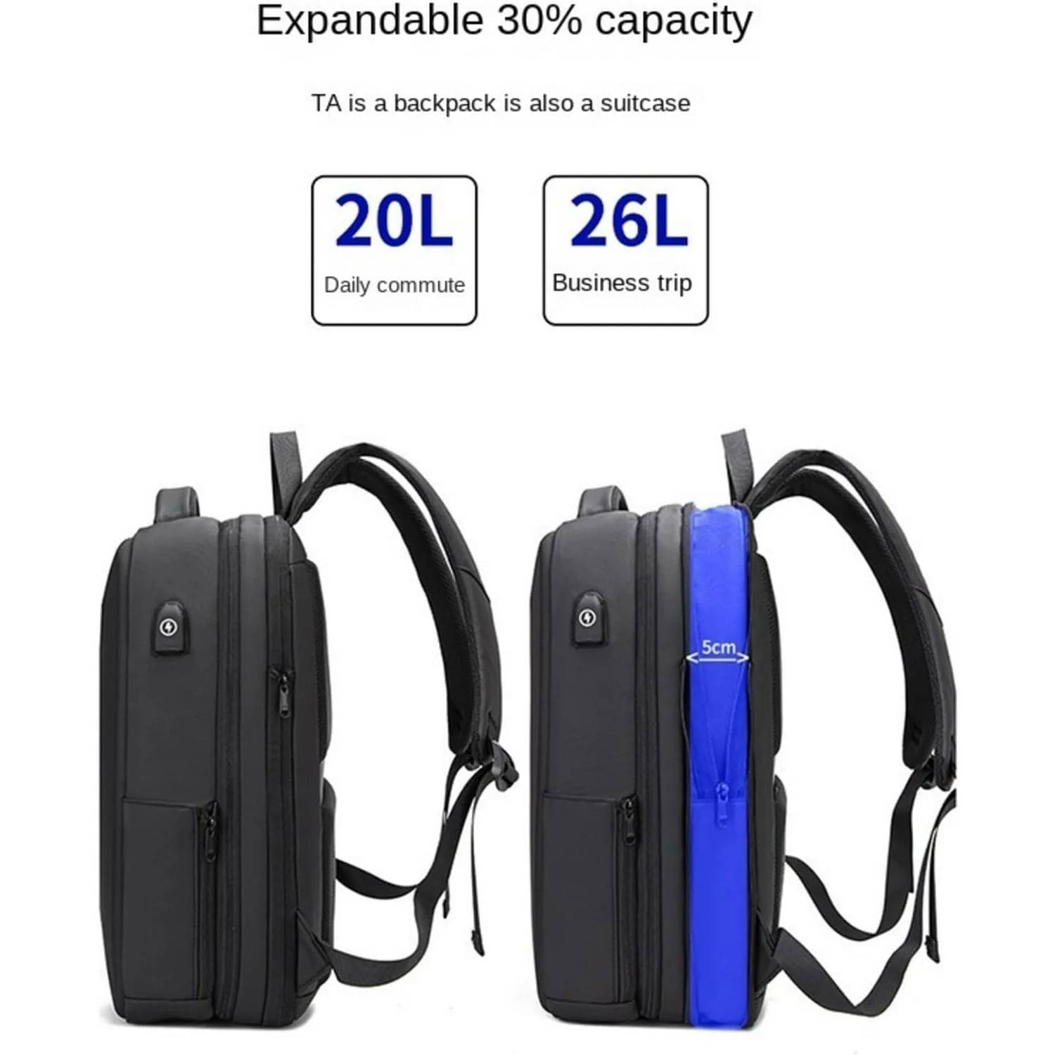 Large Capacity Oxford Backpack w/ USB Charging Port 13
