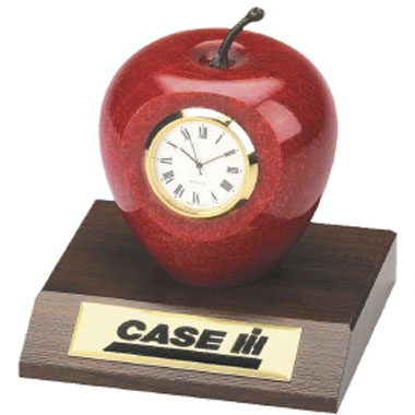 GENUINE MARBLE APPLE AWARD WITH CLOCK AND BASE 2
