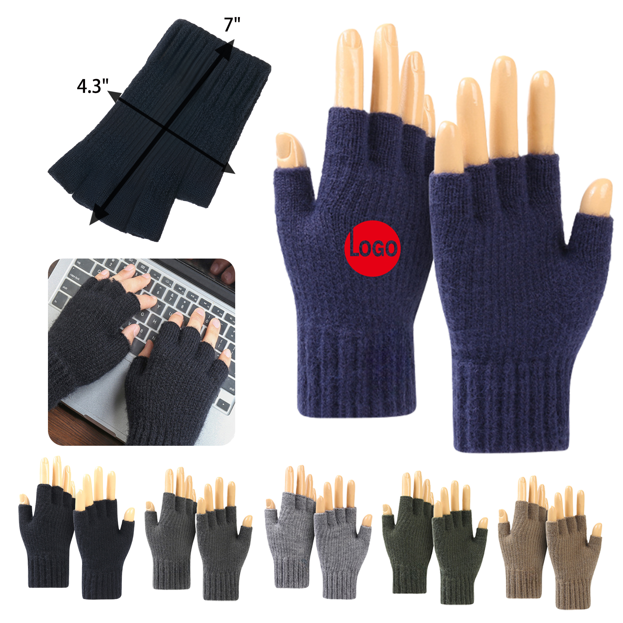Flexible Winter Half Finger Knitted Gloves 7