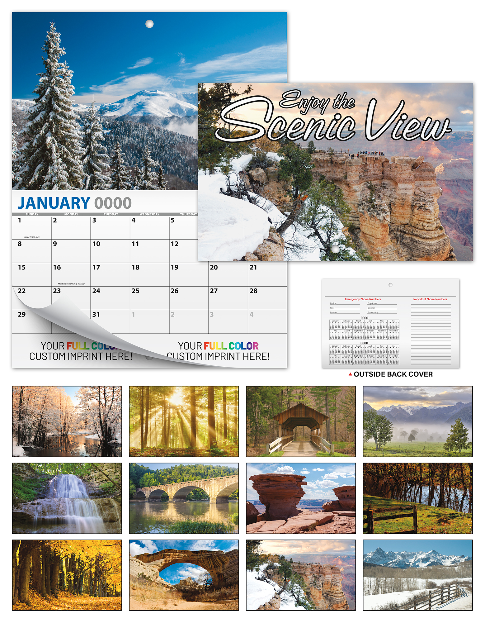 13 Month Mini Custom Photo Appointment Wall Calendar - SCENIC VIEW 2