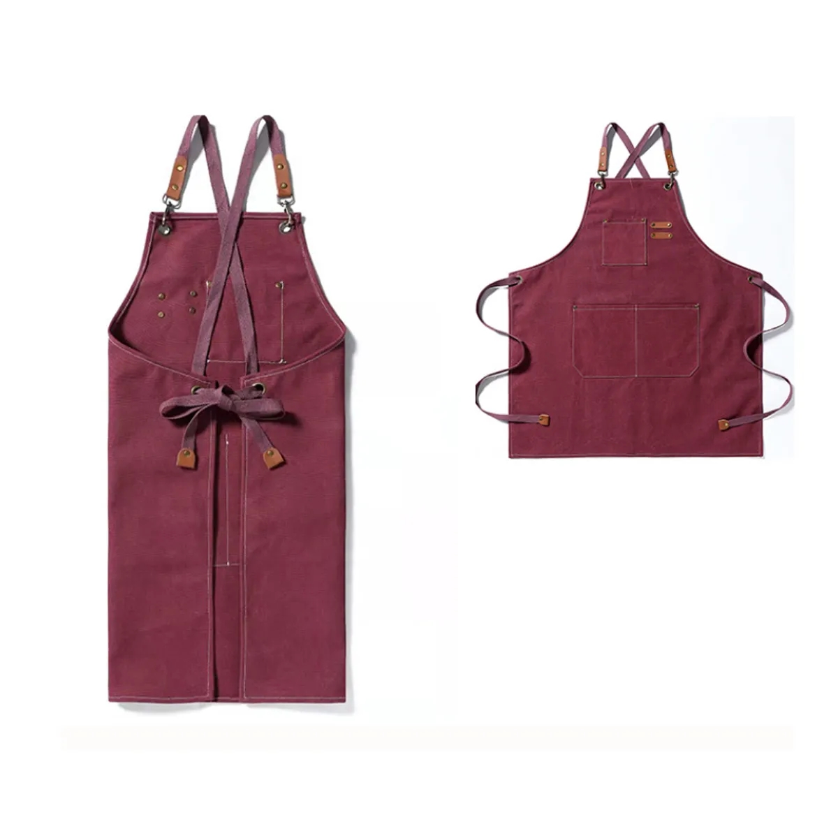 Lightweight Canvas Cross Back Chef Cotton Aprons 5
