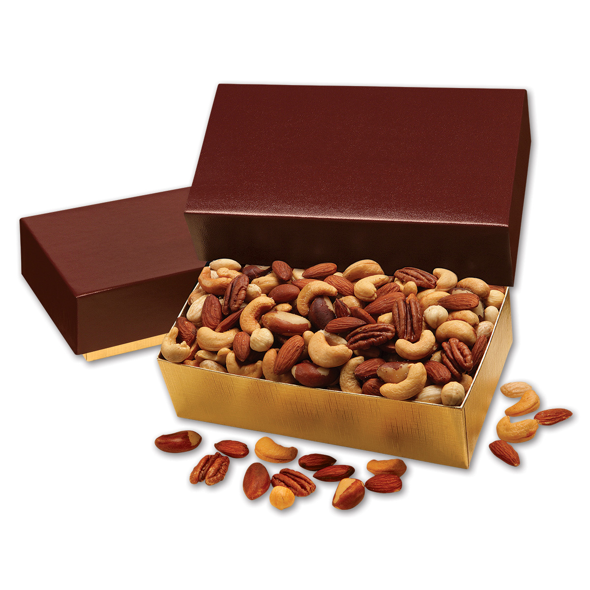 Deluxe Mixed Nuts in Burgundy & Gold Gift Box 1