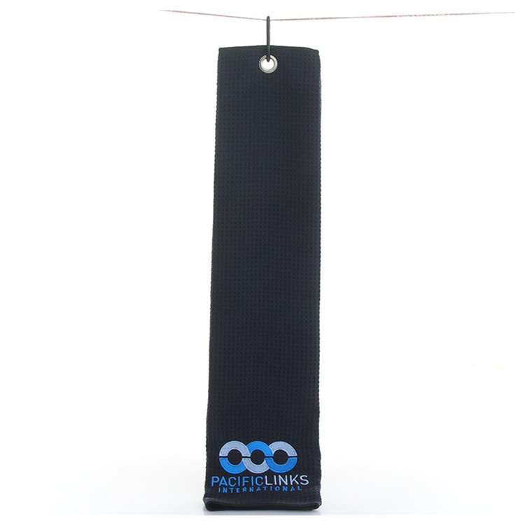 Waffle Pattern Golf Towel With Carabiner Clip 3