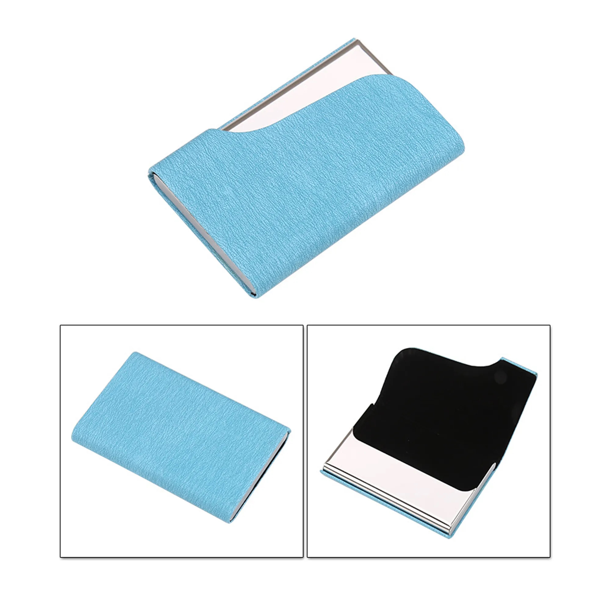 Unisex Pu Leather Business Box Stainless Steel Card Hol 5