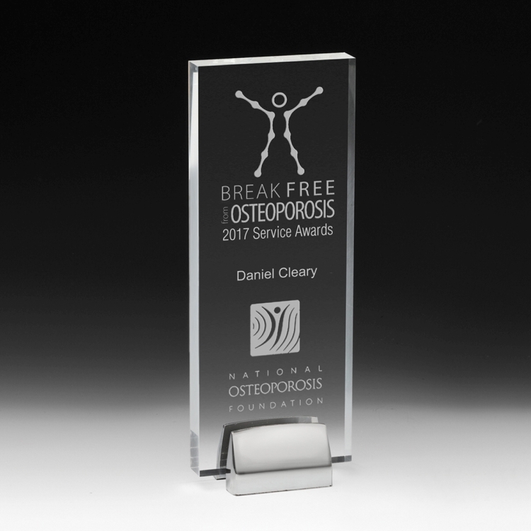 Rectangle Award w/ Chrome Base (3 1/2" x 9" x 3/4") - Screen Printed 5