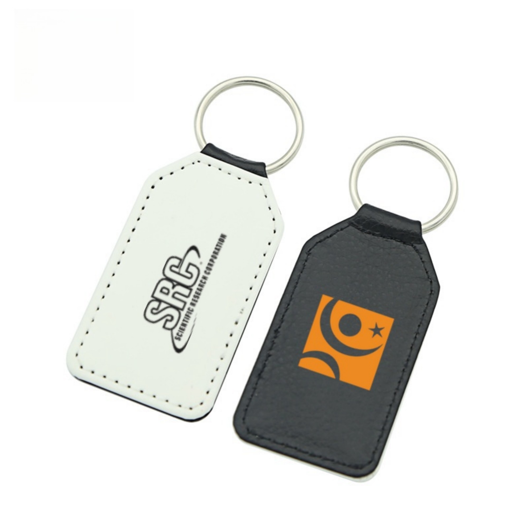 Chamfered Rectangle PU Leather Keychain