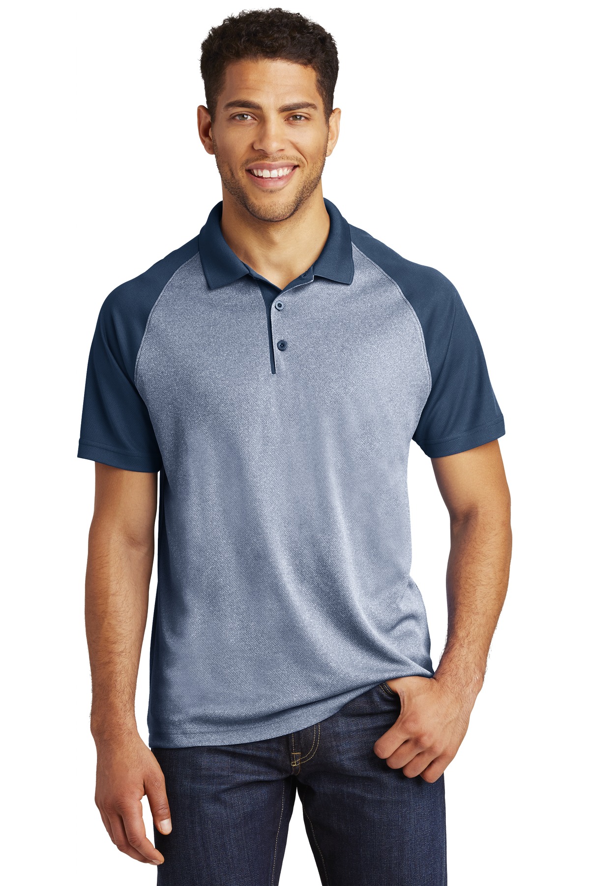 Sport-Tek PosiCharge RacerMesh Raglan Heather Block Polo. ST641 11