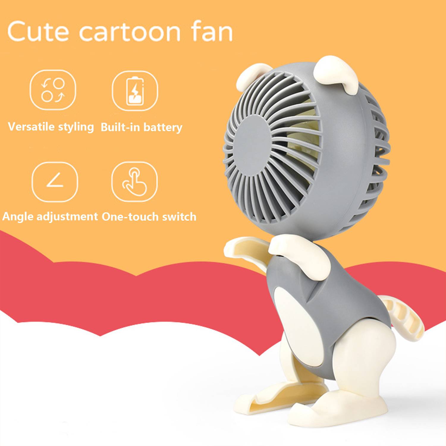 Cartoon Puppy Handheld USB Charging Fan 4