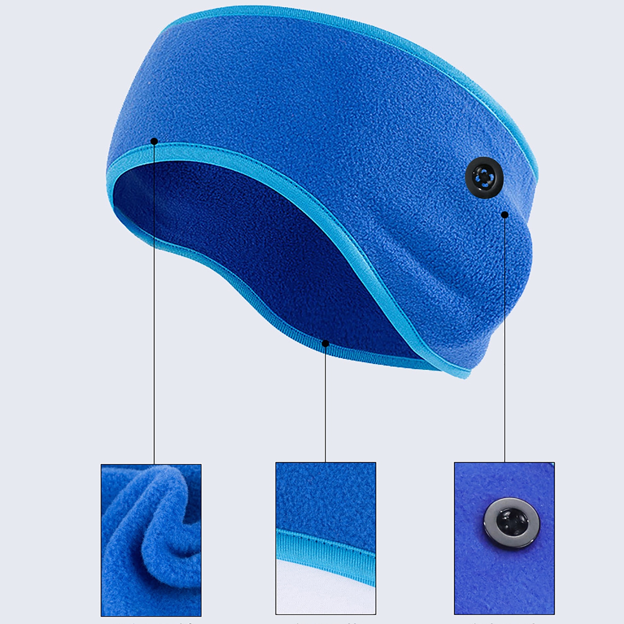 Winter Polar Fleece Headband With Button 2