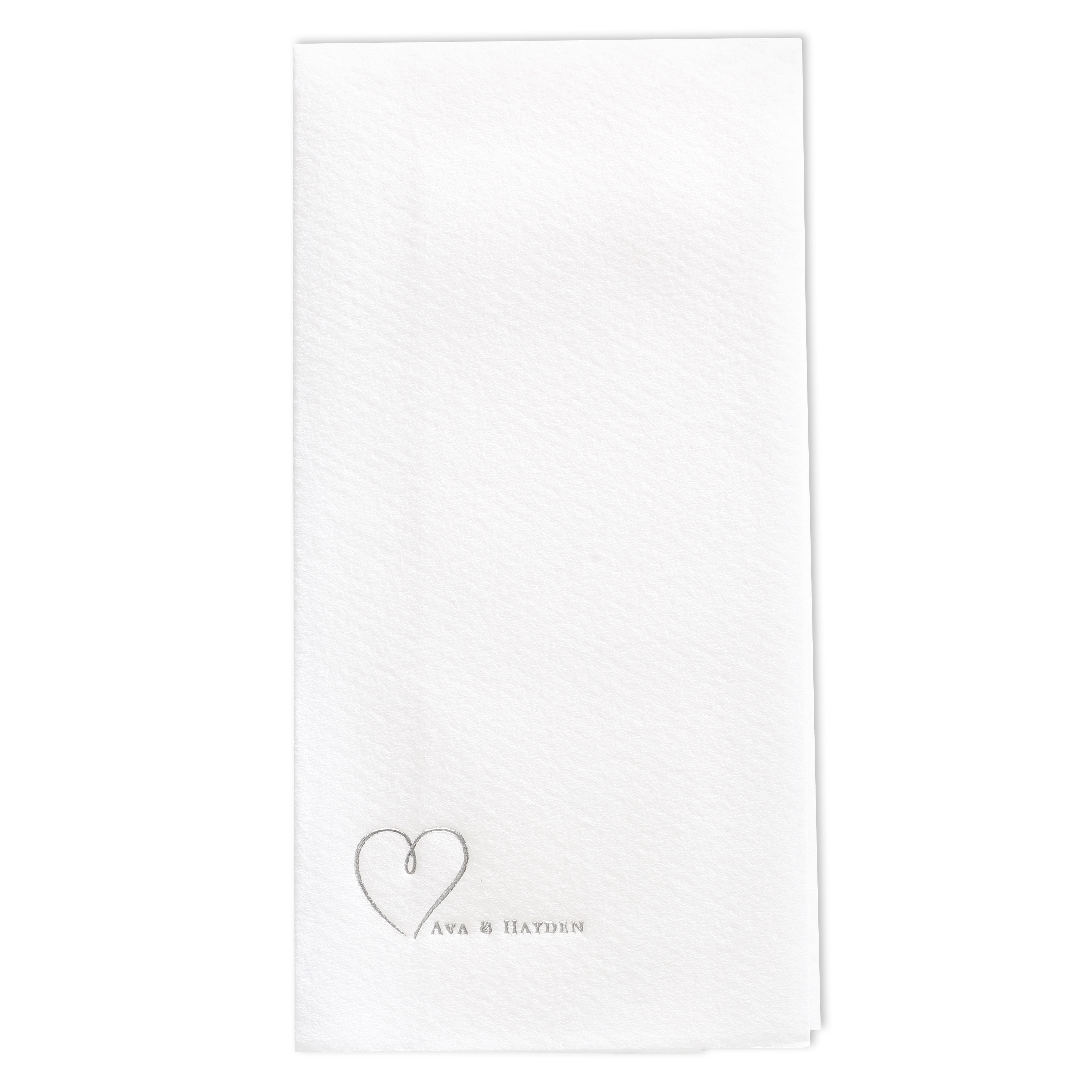 Petite Heart Premium Beverage Napkin w/uncoined Edge (White) 1