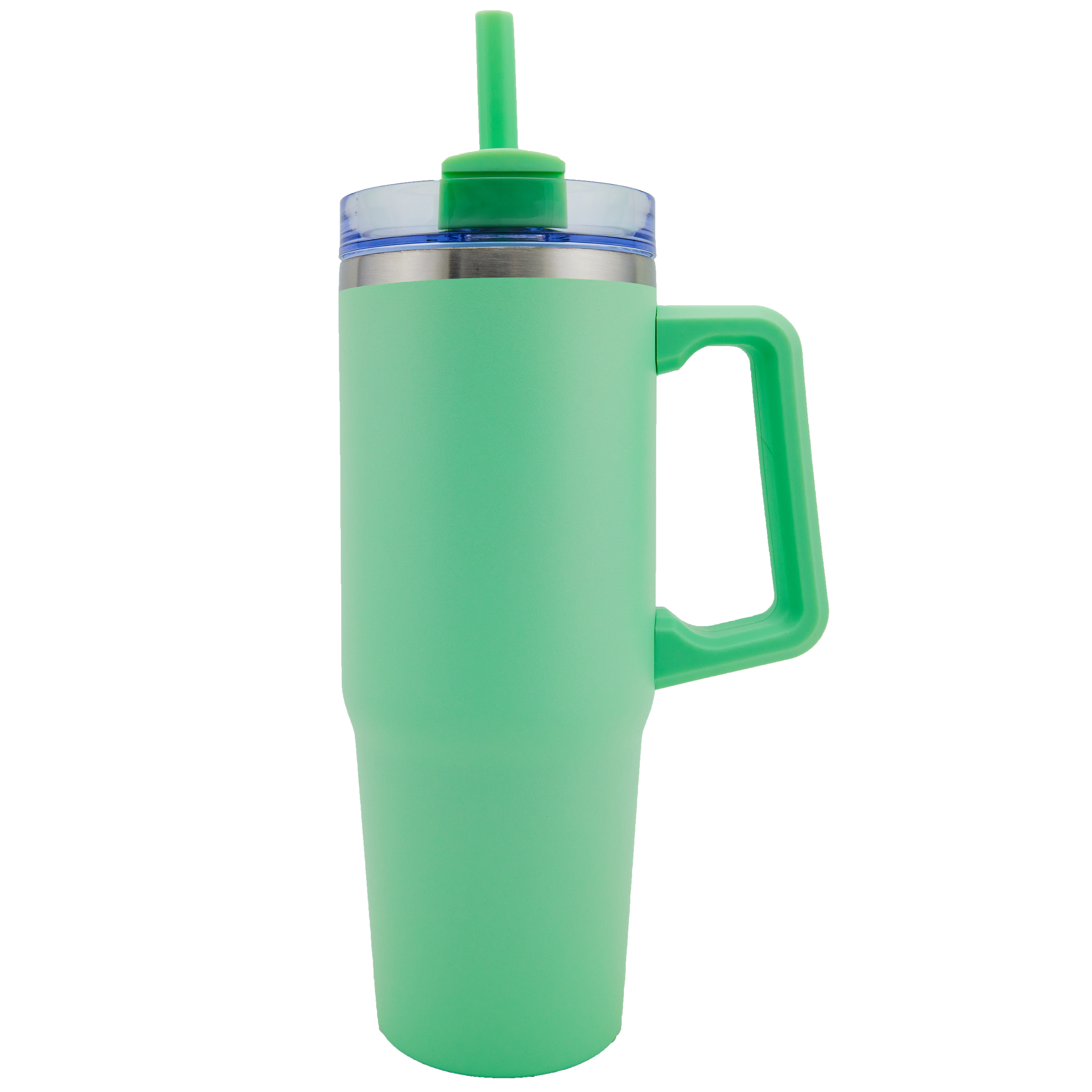 Newport 30oz Double wall Stainless Steel Vacuum Insulated Tumbler with Handle and Straw Light Green 2
