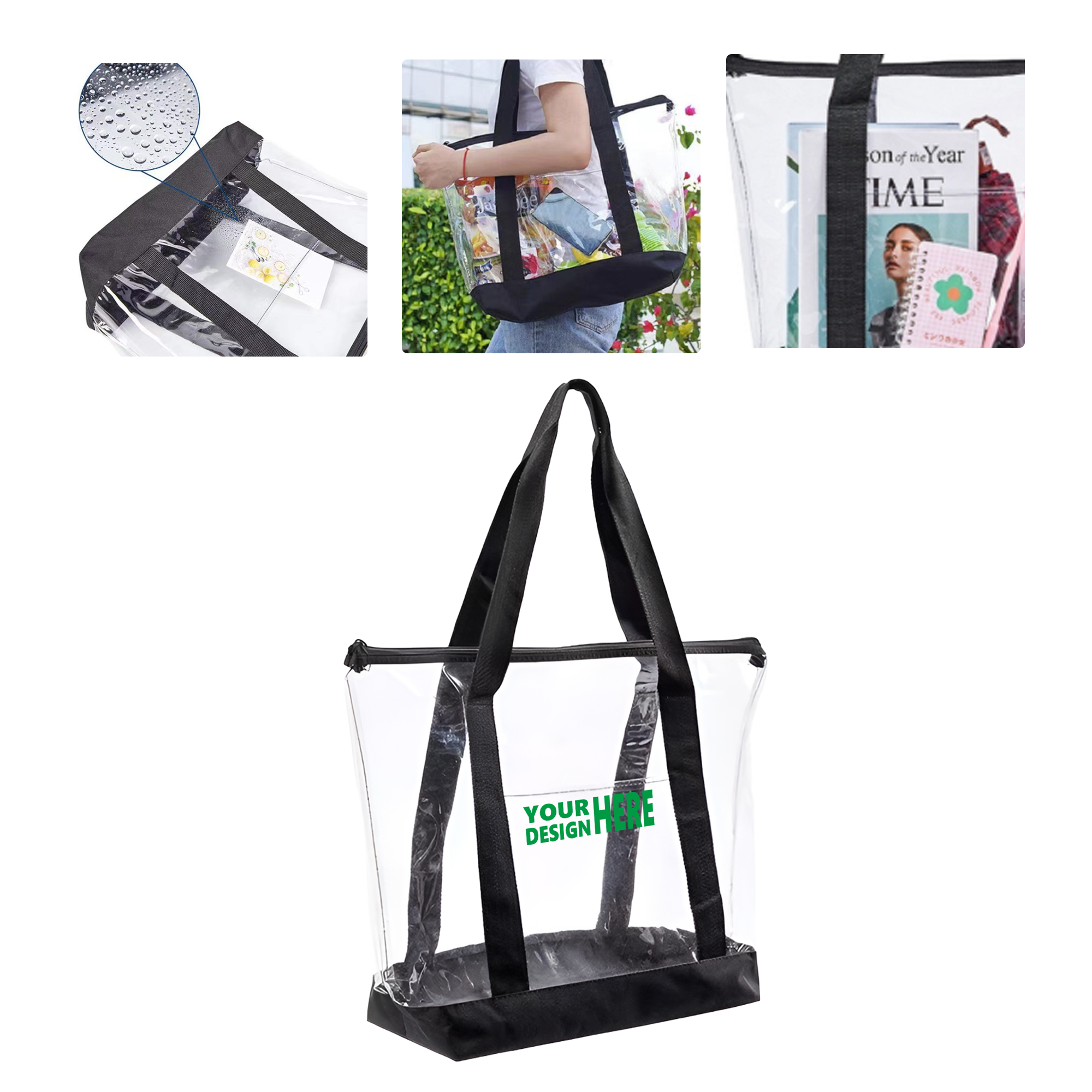 MOQ 50 Clear PVC Tote Bag Spacious Travel and Beach Bag 1