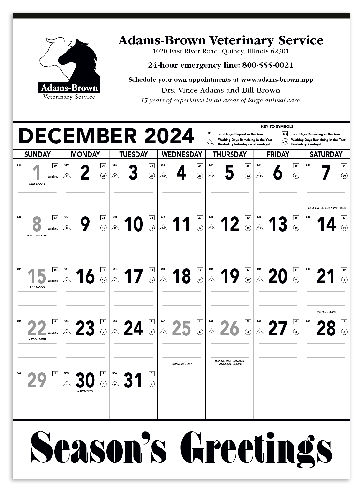 Triumph® Calendars Black & White Contractor Memo Calendar 1