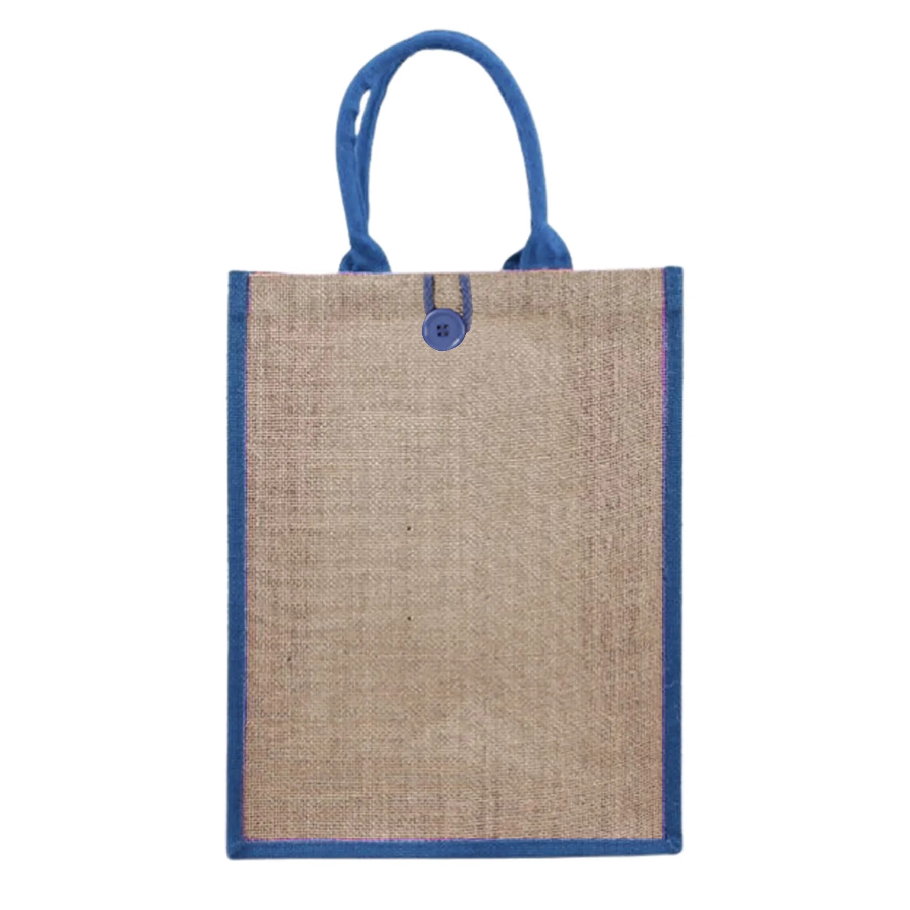 10.24 X 5.51 X 11.81 Inch Contrast Trim Jute Tote Bag 3