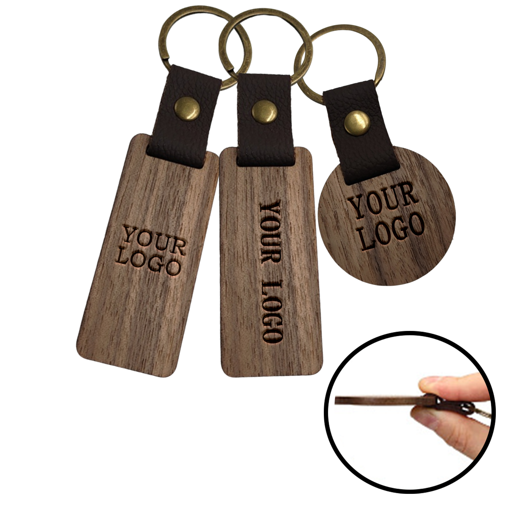 MOQ 20 PCS Engraved Hardwood Keychains 3