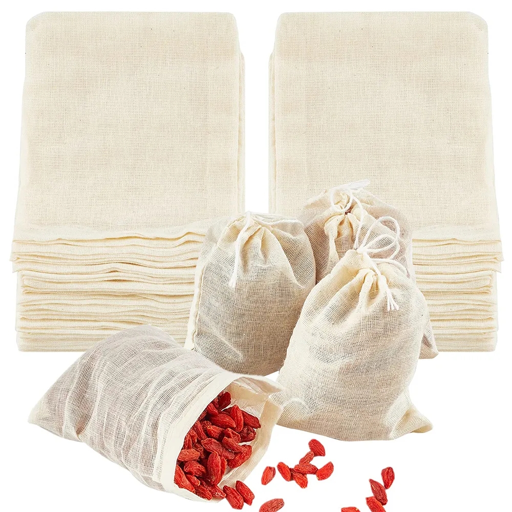 Muslin Cotton Drawstring Bags Reusable Empty Gift Pouch 20