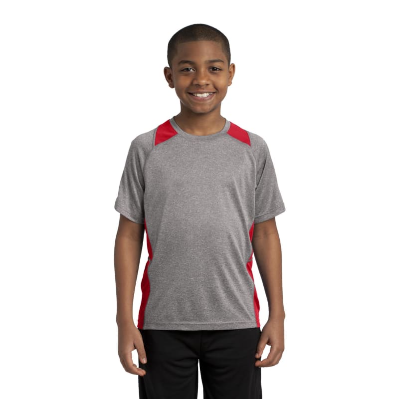 Sport-Tek Youth Heather Colorblock Contender Tee. 32