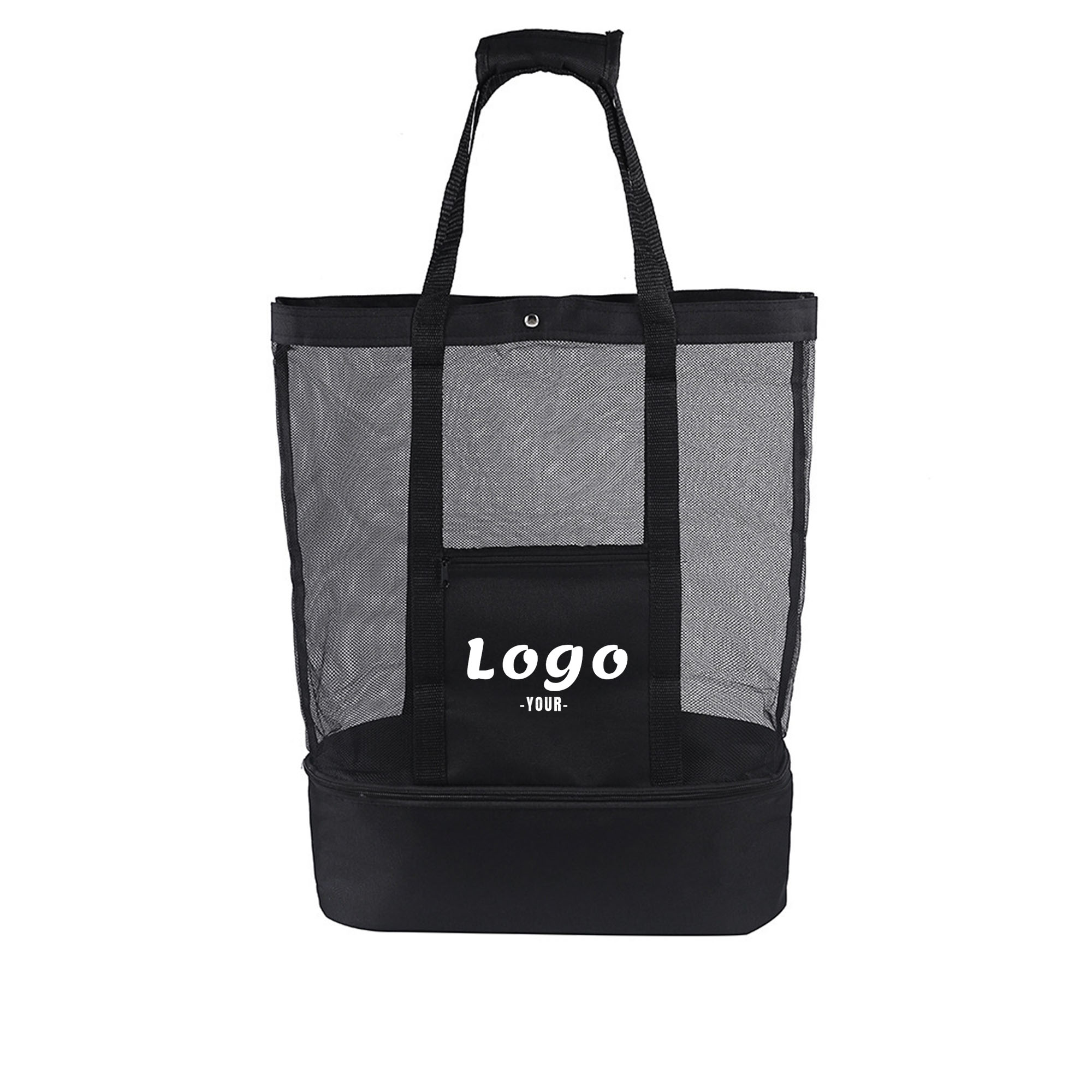 Canvas Beach Mesh Picnic Tote Bag, custom tote bag with logo imprint 2