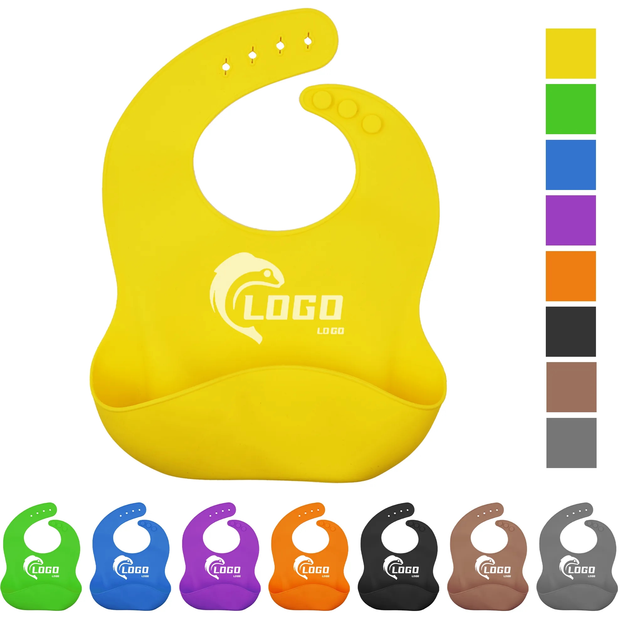 MOQ 20pcs Cute Silicone Baby Bib with Pocket 1