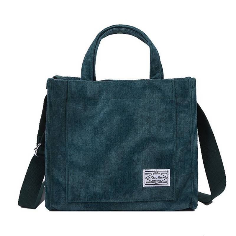 Women Corduroy Zipper Shoulder Crossbody Bag 4