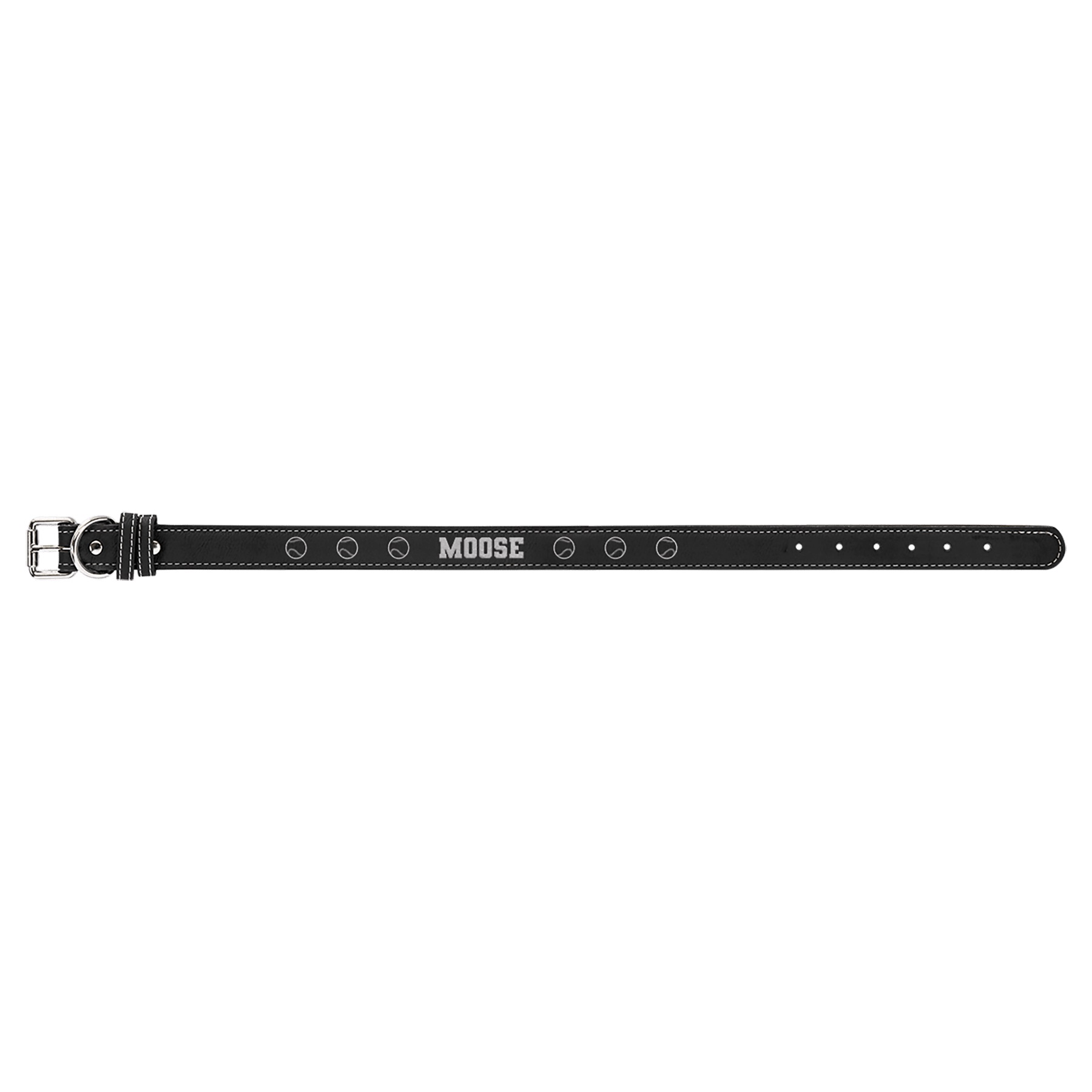 27" x 1 1/4" Black/Silver Leatherette Dog Collar 2